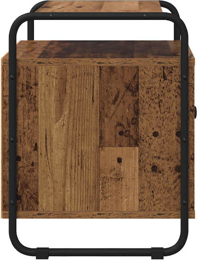 Nachttische Holz mit Metallbeinen Schwarz 2Stücke 40x39.5x50cm