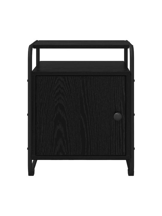 Wooden Bedside Table with Black Metal Legs 40x39.5x50cm