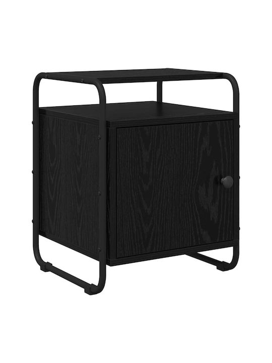 Wooden Bedside Table with Black Metal Legs 40x39.5x50cm