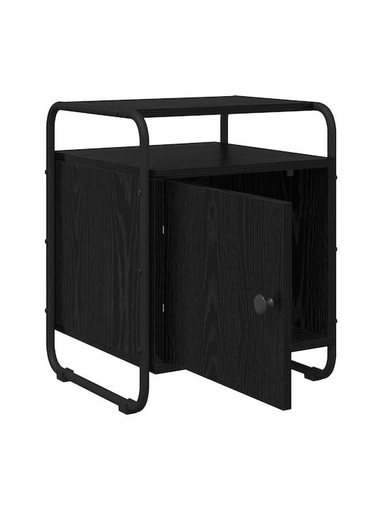 Wooden Bedside Table with Black Metal Legs 40x39.5x50cm