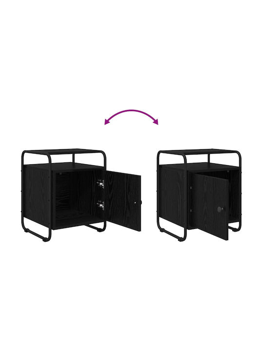 Wooden Bedside Table with Black Metal Legs 40x39.5x50cm