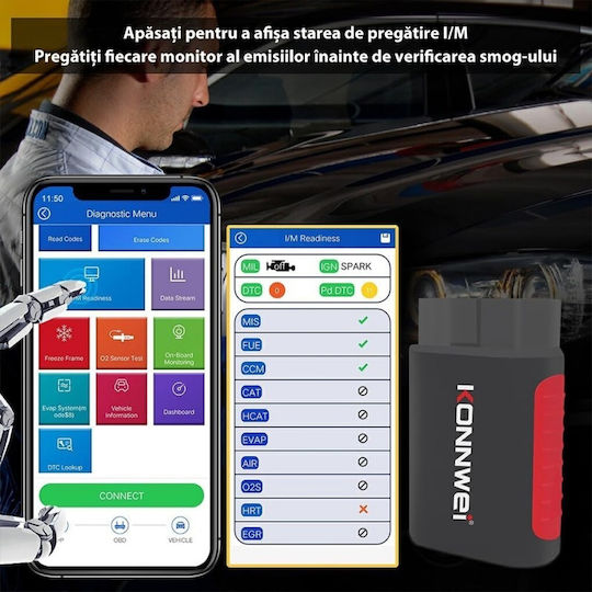 Konnwei Автомобилна диагностика Obd2 Bluetooth Kdiag Kdiag Bluetooth Obd2 Car Diagnostic Scanner Tf238439