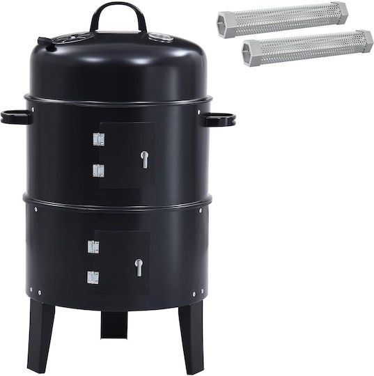 vidaXL Außengrill Ø 40 x 80 cm Rostfreier Stahl Schwarz