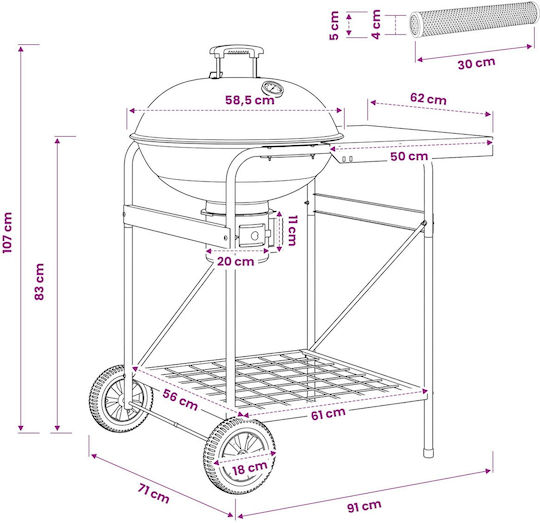 vidaXL Grătar Inox Peletă cu Termometru 107x107cm