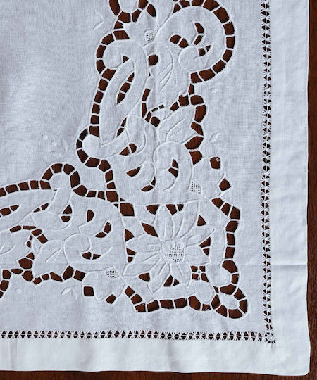 Silk Fashion Checkered Linen Cut Hy87 White 140x140cm