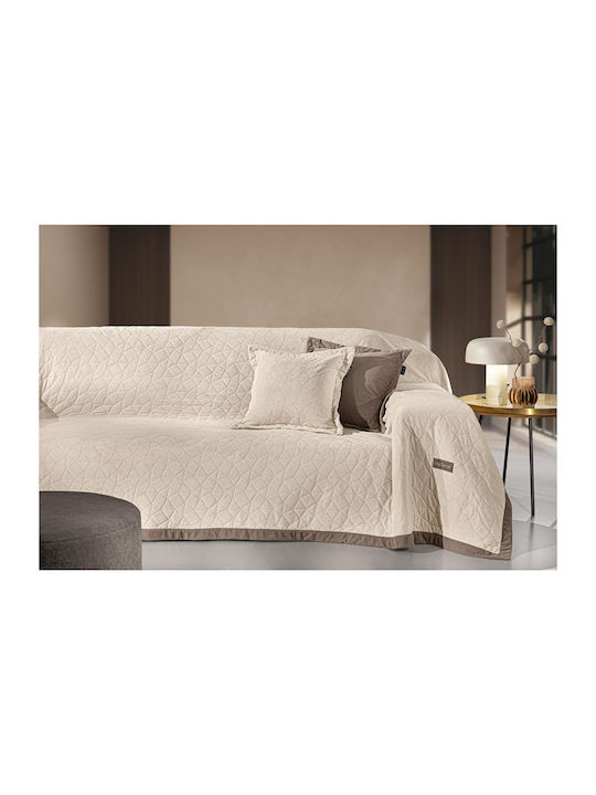 Guy Laroche Avalon Viersitzer-Sofa Überwurf Samtig 170x350cm Ecru