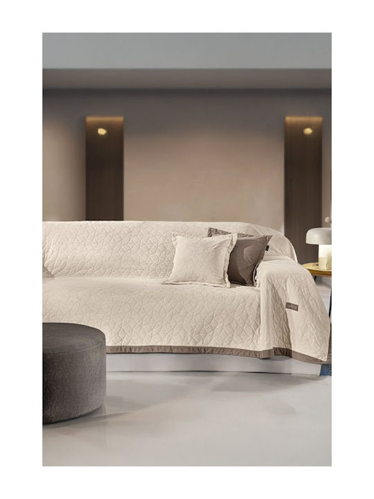 Guy Laroche Avalon Viersitzer-Sofa Überwurf Samtig 170x350cm Ecru