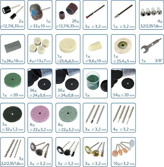 Grinder Accessory Set Extol Craft 903771 208 Pieces 3.2 Mm