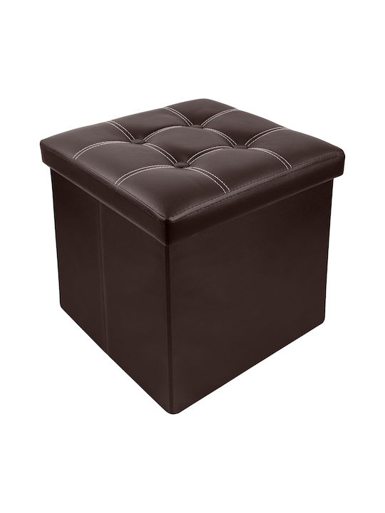 Stool Footstool With Storage Space Leather Brown 38x38x38cm