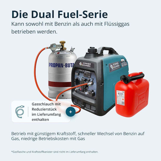 Könner & Söhnen KS 3100iG S Leise Generators Inverter Benzin/LPG mit maximaler Leistung 3.5kVA