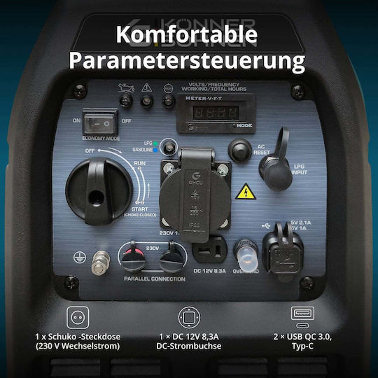 Könner & Söhnen KS 3100iG S Leise Generators Inverter Benzin/LPG mit maximaler Leistung 3.5kVA