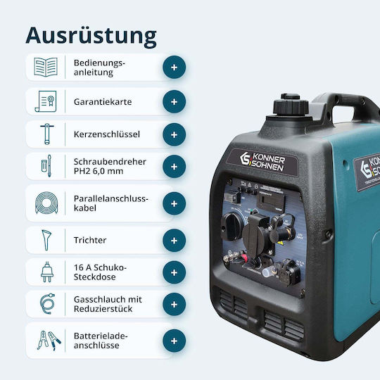 Könner & Söhnen KS 3100iG S Leise Generators Inverter Benzin/LPG mit maximaler Leistung 3.5kVA