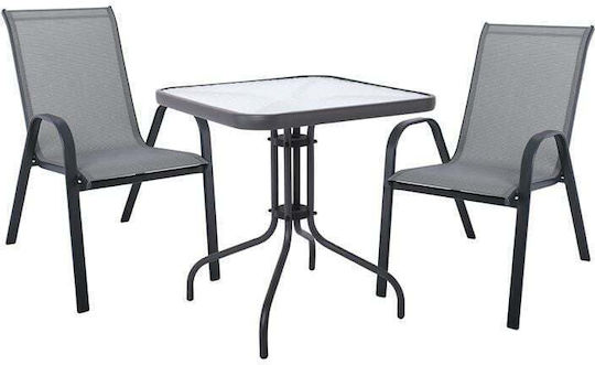 Dining Set for Small Outdoor Spaces RIO 3 Pieces Anthracite E270,53S