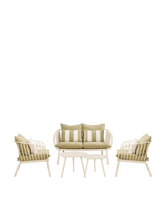 Set Cameră De Zi Pentru Exterior Astrid 5 Piese Crem Cu Perne E322 S