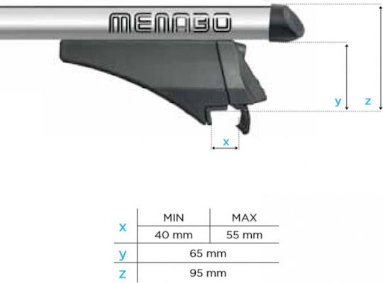 Menabo Car Roof Bars Aluminum Tiger 1185 Cm Silver Color BMW X3 F25 5 Doors 2010>2017 Flush Or Raised Rails 2 Pieces 8490/mb