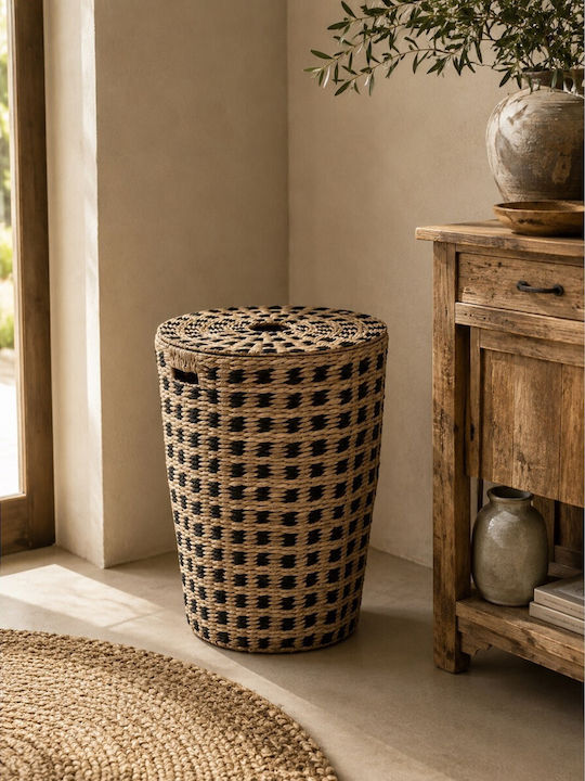 Atmosphera Coș De Rufe Din Paie 40lt Cu Capac 37.5x52.5x53cm Bej