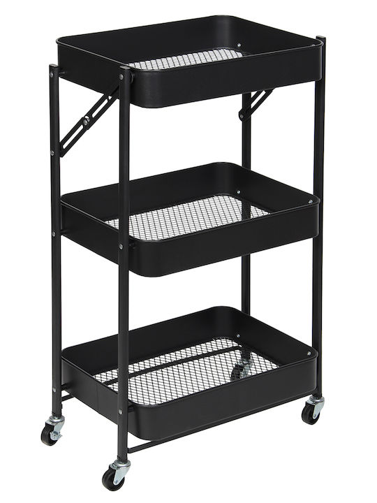 Keskor Kitchen Trolley Metallic Black 46x29.5x87cm