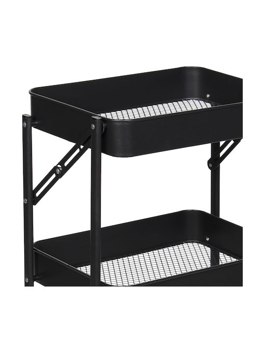 Keskor Kitchen Trolley Metallic Black 46x29.5x87cm