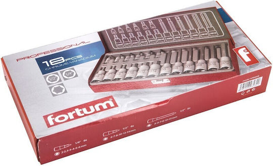 Set 18 Allen Keys Extol 1/4" 1/2" Crv Steel