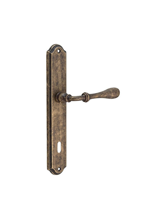 Roline Middle Door Lever Plate Old Silver