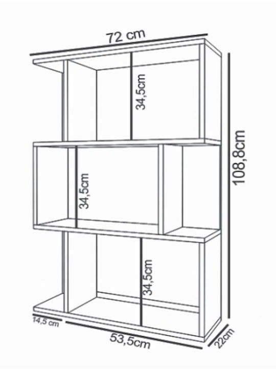 Imamu Bookcase Brown 53.5x22x108.8cm
