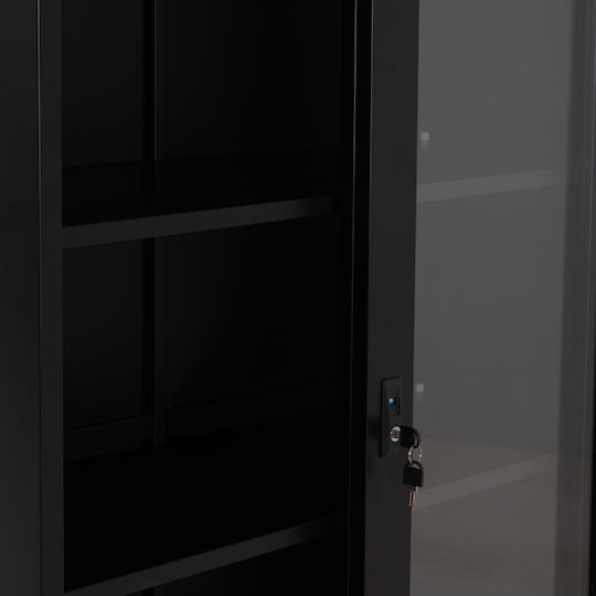 Βιβλιοθήκη Sider Μαύρη 90x40x185εκ.