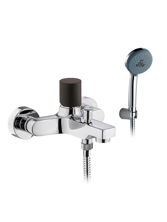 Orabella Gamma Chrome Mixing Bathtub Shower Faucet Complete Set Silver