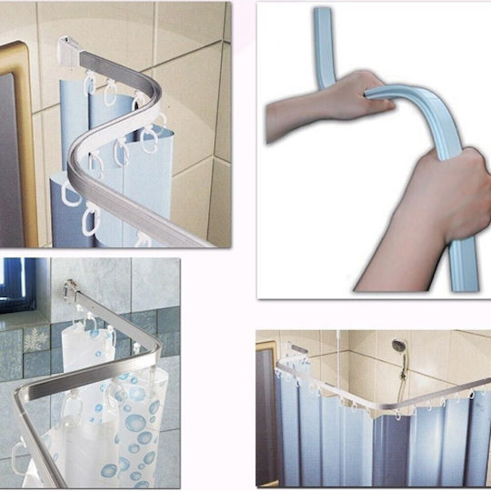 San Lorentzo Bendy SC7200 Flexible Shower Curtain Track Aluminium Silver 100x100cm