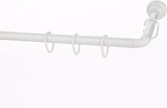 Grekon 1270 Corner Shower Curtain Rod Wall Mounted Aluminium White 90x90cm