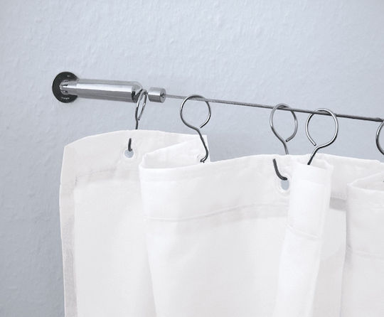 Kleine Wolke Straight Shower Curtain Rod Wall Mounted Aluminium Silver 500cm