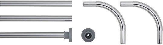 Sealskin Corner Shower Curtain Rod Wall Mounted Aluminium Chrome 90x90cm