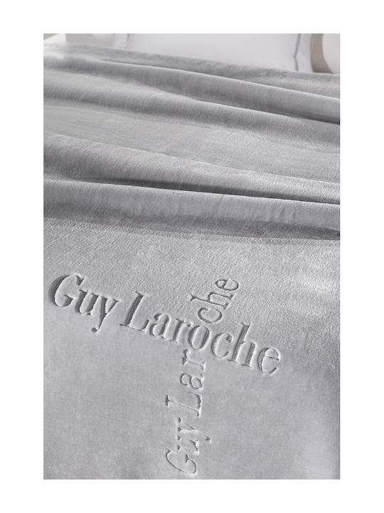 Guy Laroche Logo Decke Samtig Übergröße 220x240cm Silber