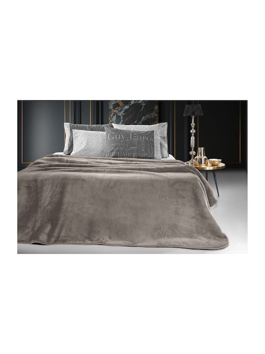Guy Laroche Logo Velvet Blanket Single 160x220cm Vison