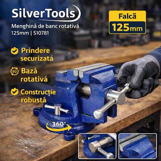 Silvertools Rotating Mechanical Vise with Maximum Opening 125mm