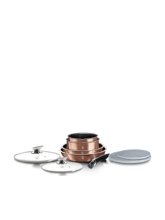 Berlinger Haus Metallic Line Kochgeschirr-Set aus Aluminium Rose Gold Collection mit Steinbeschichtung 5 Teile