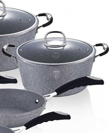 Berlinger Haus Stone Touch Line Kochgeschirr-Set aus Aluminium Grau mit Steinbeschichtung 6-tlg