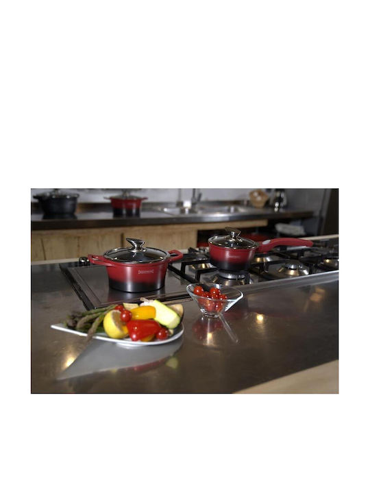 Royalty Line Royalty Line Cookware Set from Cast Aluminum Red with Stone Interior Coating 6 Pieces