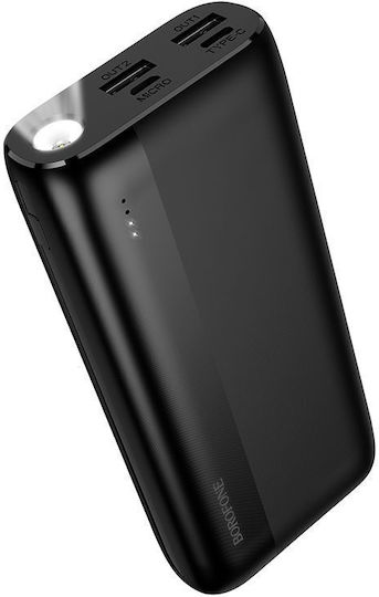 Borofone BJ86 Power Bank 20000mAh with 2 USB-A Ports and USB-C Port Black