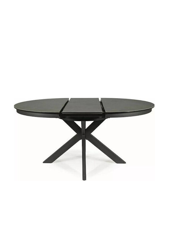 Detroit 998 Round Extendable Dining Table with Ceramic Surface Black 76x76cm