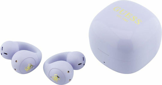 Guess Mini Classic Logo Offenes Ohr Bluetooth Kopfhörer mit Ladekoffer Lila