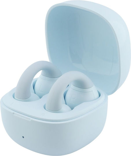 Guess Script Metal Logo Offenes Ohr Bluetooth Kopfhörer mit Schweißbeständigkeit und Ladekoffer Türkis