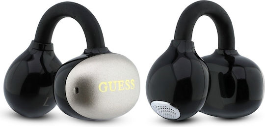 Guess Metallic Finish Classic Logo Open Ear Bluetooth Handsfree Headphones with Charging Case Black