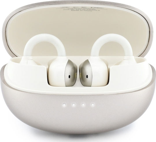 Guess Metallic Finish Classic Logo Open Ear Bluetooth Handsfree Headphones with Charging Case Gold