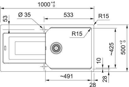 Franke Urban UBG 611-100 3147101092 Drop-In Chiuvetă din Granit Sintetic L100xW50cm Alb polar