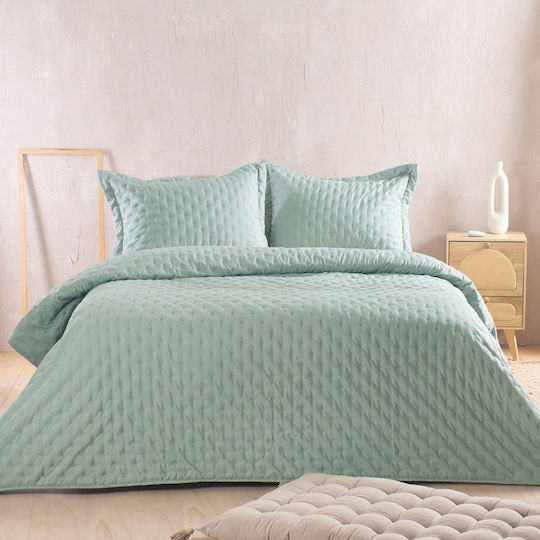 Rythmos Σετ Κουβερλί Υπέρδιπλο Microsatin Άκουα 240x260cm 3τμχ
