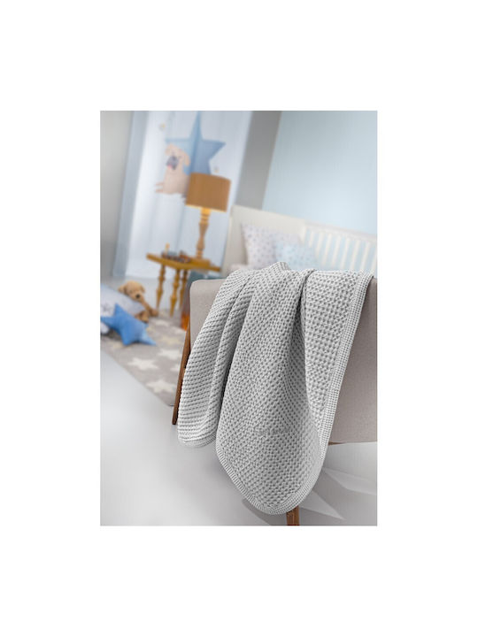 Guy Laroche Babydecke Kinderbett Waffel Grau Silber 110x140cm