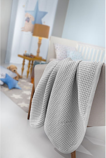 Guy Laroche Cot Waffle Grey Silver Blanket 110x140cm