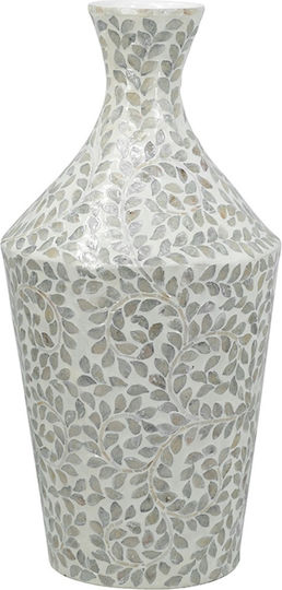 Artekko Bamboo Vase Ivory Gray 30x30xH61cm Artekko Bamboo Vase Ivory Gray 30x30xH61cm