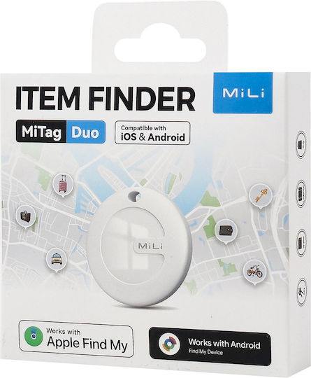 MiLi MiTag Duo Kompatibel mit Apple Find My & Google Find Hub Weiß