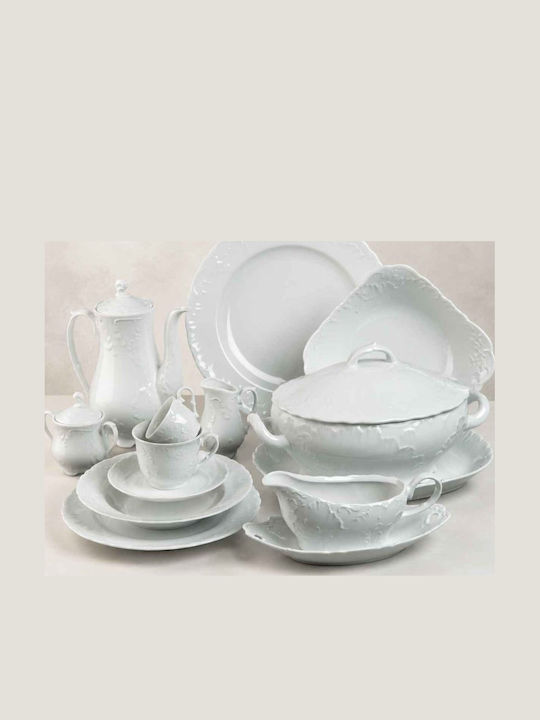 Cmielow "rococo Alb Porțelan Set de Vase 67buc
